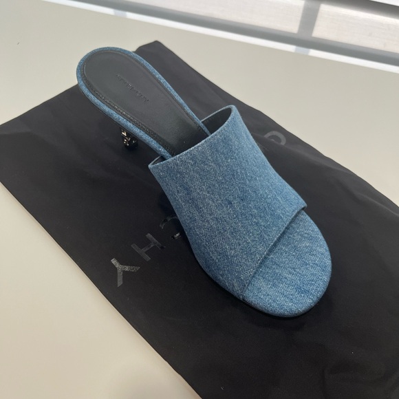 [New-Authentic] Givenchy G Cube Heel Mules - Medium Blue - Picture 8 of 12